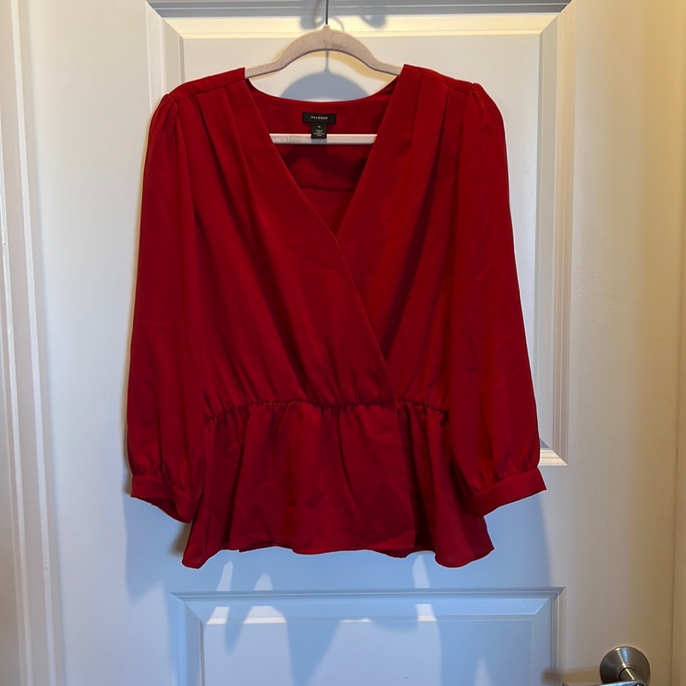 Halogen Red Peplum Shirt